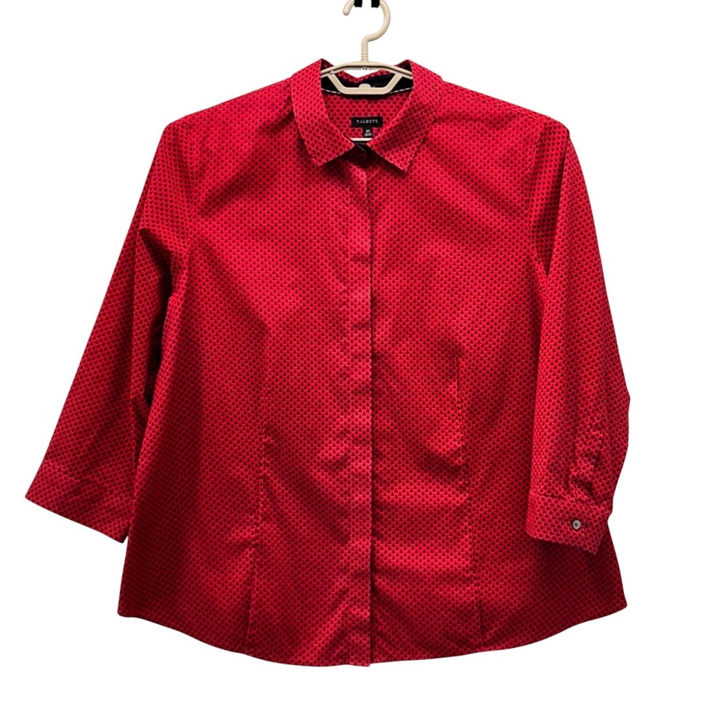 Talbots Button Up Top Red 20 - image 1